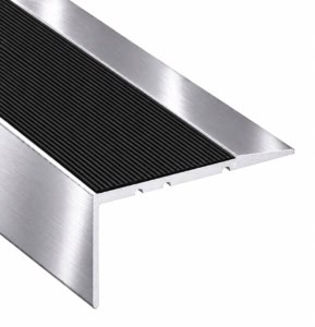 Stair nosing with rubber insert for safety and durability in Australia.