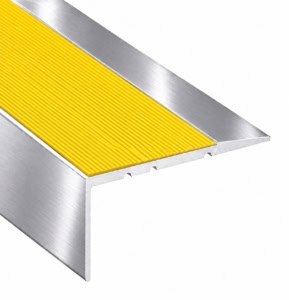 350 stair nosing with yellow rubber insert