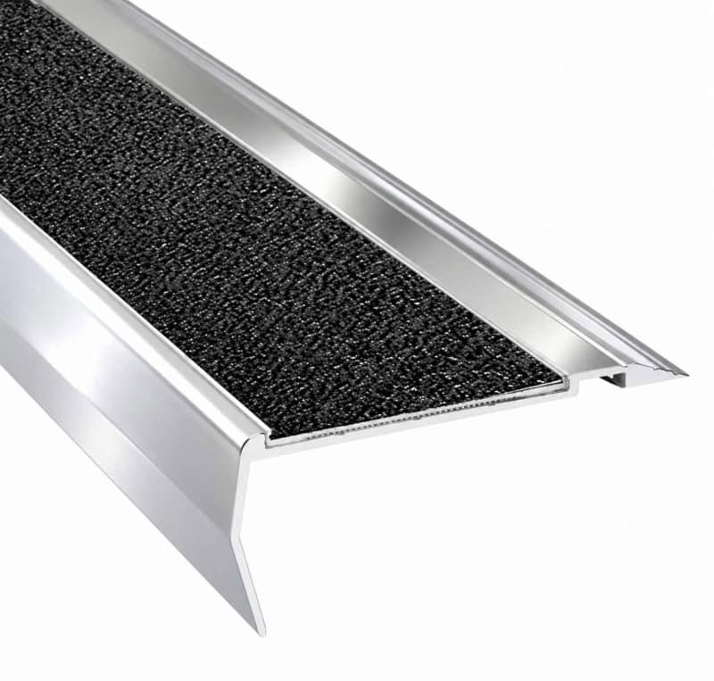Silver Aluminum Stair Nosing with Anti-Slip Grit